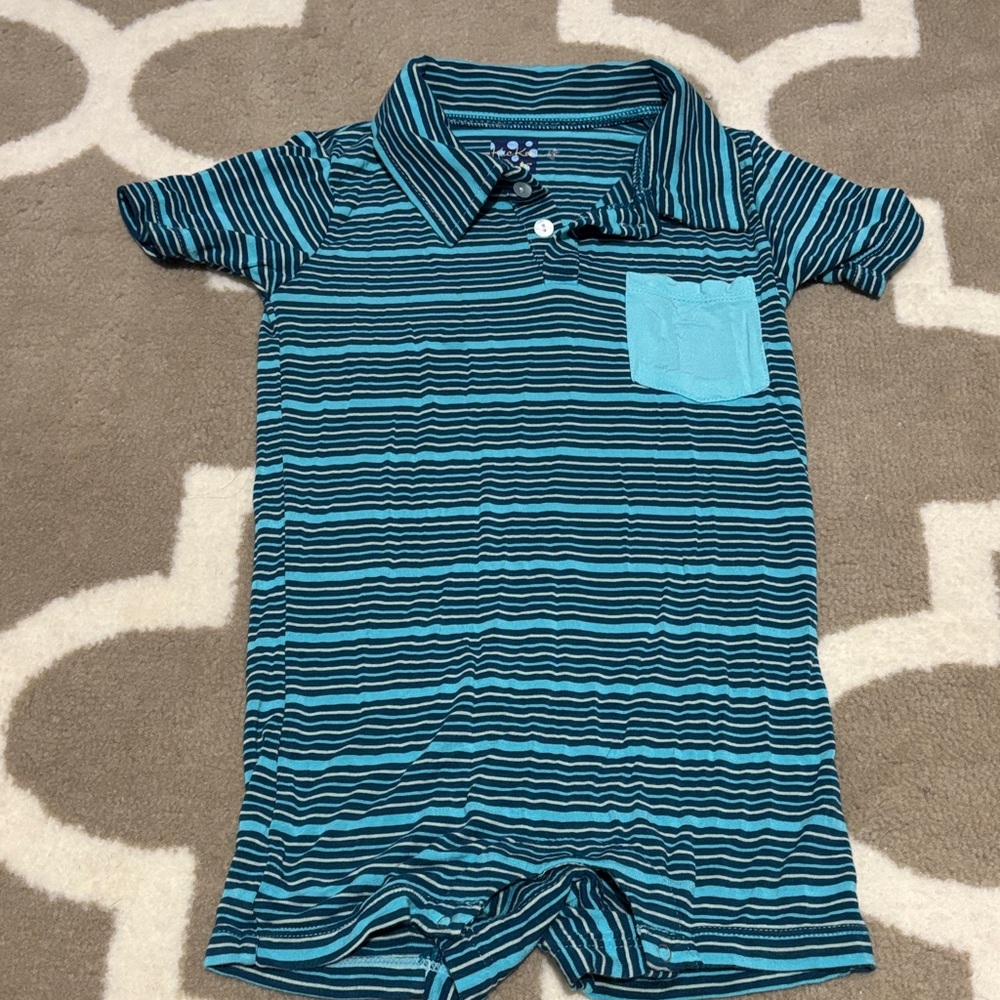Kickee Pants Blue Striped Bodysuit
